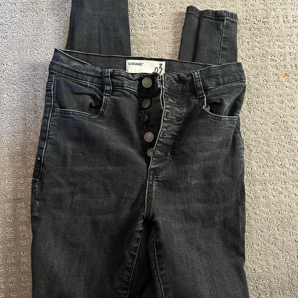 Garage Women's Charcoal High Rise Button Fly Jeans Size 3